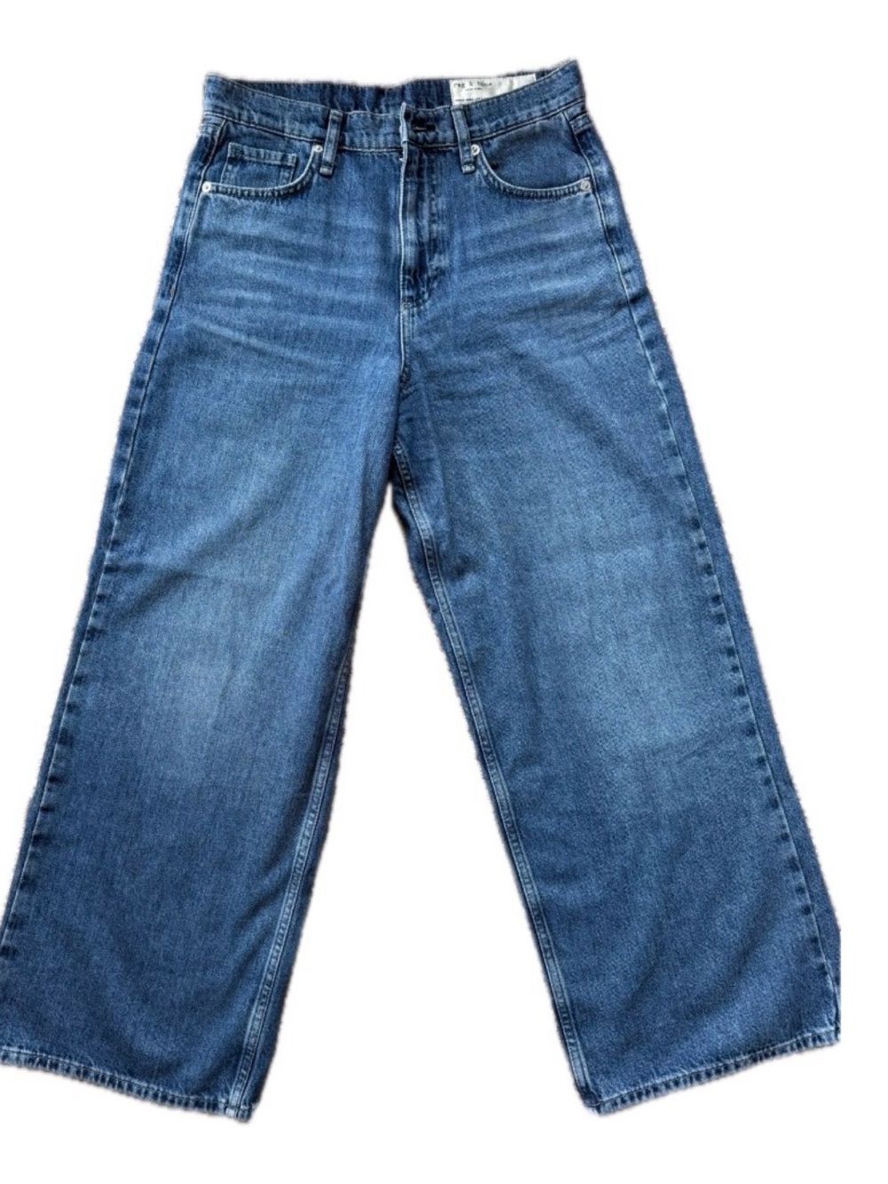 rag & bone Wide-Leg Jeans in Medium Blue Denim